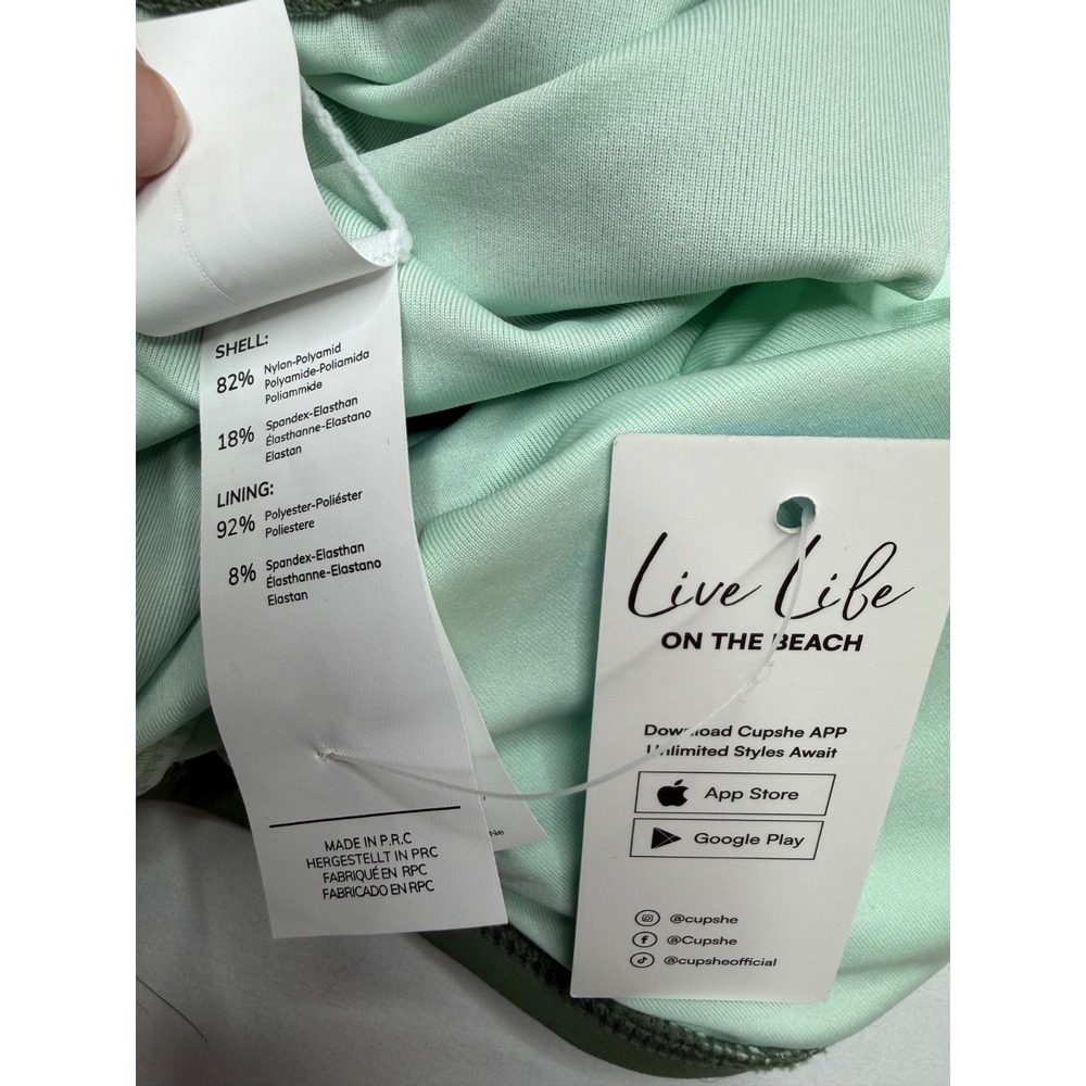 Cupshe One Piece Swimsuit Size S Green Ruched Plunge V Neck Adjustable Straps - Picture 5 of 7